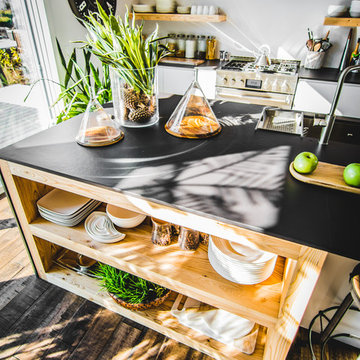 Warm Industrial with Natural Wood Kitchen