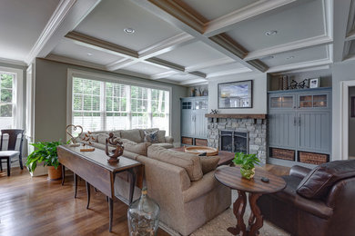 Transitional family room photo in Boston