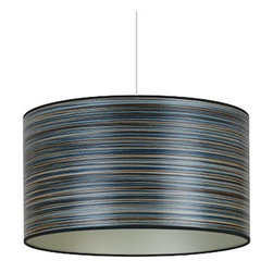 Blue Stripe Drum Pendant - Pendant Lighting