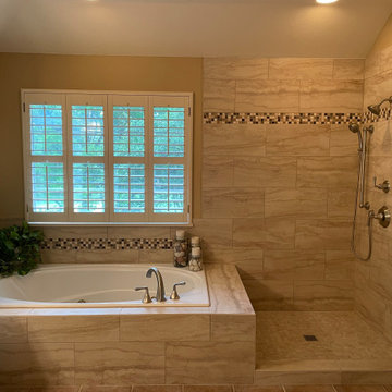 MASTER BATHROOM - Remodel Shower / Tub / Vanity Counter 12 x 24 Tile / Quartz