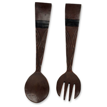 Fork and Spoon Wood Wall Adornments, 2-Piece Set