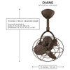 Diane Oscillating Directional Ceiling Fan, Brushed Nickel