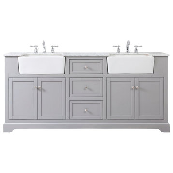 Elegant Decor VF60272DGR 72" Double Bathroom Vanity, Gray