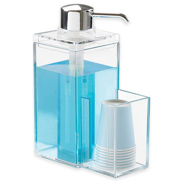 OnDisplay Luxury Acrylic Mouthwash/Soap Pump Dispenser w/Cup Holder