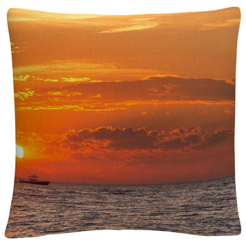 Jason Shaffer 'Fishing Boat Sunset' Decorative Throw Pillow