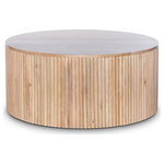 Meridian Furniture - Oakhill Natural Coffee Table - Bring contemporary design to the forefront with the addition of this Oakhill Coffee Table to your living room or den. This eye-grabbing design features solid mango wood construction, so you can count on its durable demeanor to hold up to the rigors of use in your busy home. The fluted wood design is chic and contemporary, adding a distinctive modern vibe to your room in an instant. A white oak finish tops off the look of this Oakhill coffee table, adding to its visually striking beauty.