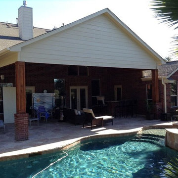 Circle C Ranch in South Austin, TX, covered porch and poolside patio