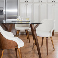 LumiSource Folia Dining Table, Walnut, Walnut, Clear Glass