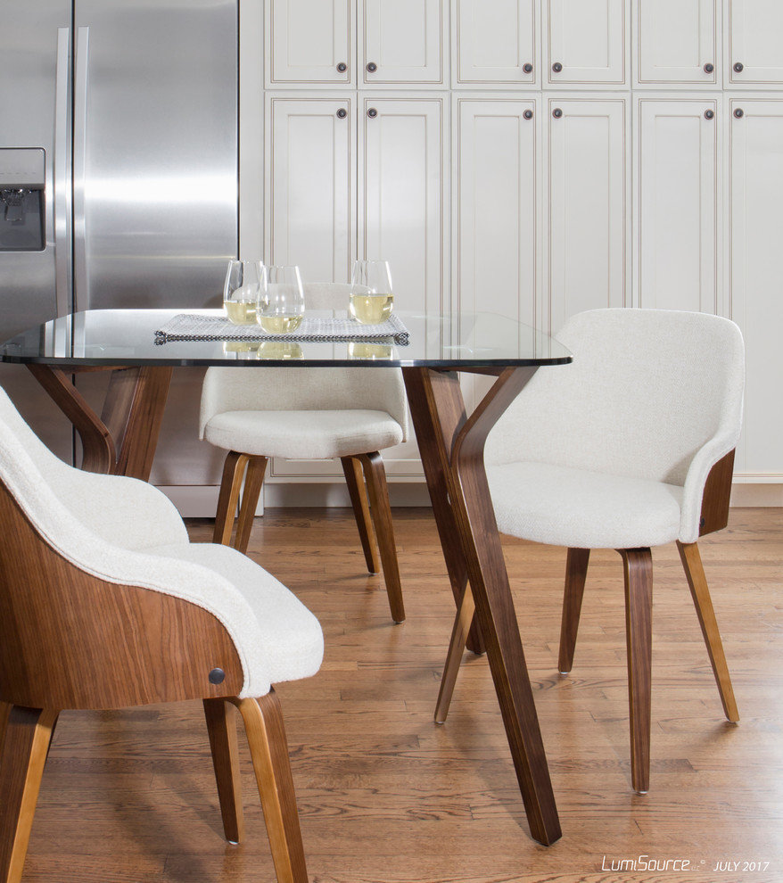 LumiSource Folia Dining Table, Walnut, Walnut, Clear Glass