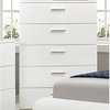 Bowery Hill 5 Drawer Chest in Glossy White and Silver