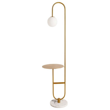 Bivio | Art Deco Modern LED Floor Lamp With Round Table, Black Table