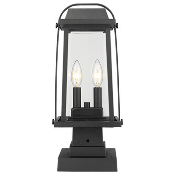 Z-Lite 574PHMS-SQPM Millworks 2 Light 18" Tall Outdoor Pier Mount - Black