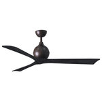 Matthews Fan - Irene-3 60" Ceiling Fan, Textured Bronze/Matte Black - Cutting a figure like no other, the Irene-3 is rustic, yet strikingly modern with three neatly joined, solid wooden blades. A spherical motor housing complements its minimal profile. Irene-3 is streamline while still appearing warm and natural.