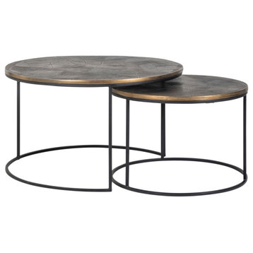 Round Gold Nested Coffee Tables (2) | OROA Tulum