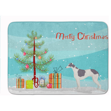 Grayhound Christmas Tree Machine Washable Memory Foam Mat Doormats