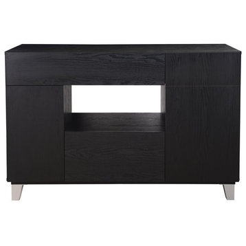 Furniture of America Pablo Wood Multi-Storage Buffet Server in Black