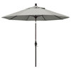 9' Bronze Collar Tilt Lift Fiberglass Rib Aluminum Umbrella, Sunbrella, Granite