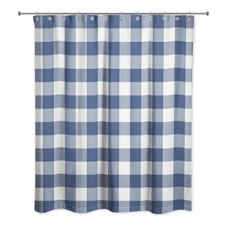 Navy Buffalo Check 71x74 Shower Curtain - Farmhouse - Shower Curtains - by  Designs Direct | Houzz
