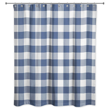 Navy Buffalo Check 71x74 Shower Curtain