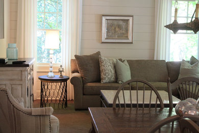 Large transitional enclosed family room in Atlanta with a wall-mounted tv.