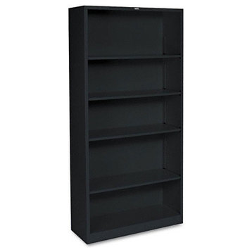 Hon Metal Bookcase, 5-Shelf, 34-1/2"X12-5/8"X71", Black