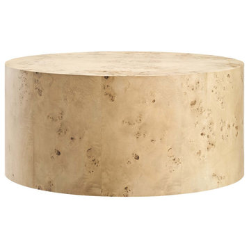 Cosmos 35" Round Burl Wood Coffee Table, Natural Burl
