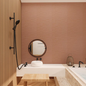 Haus Anbau - Erweiterung Doppelhaus / Japanisches Badezimmer