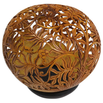 NOVICA Forest Peace And Coconut Shell Sculpture