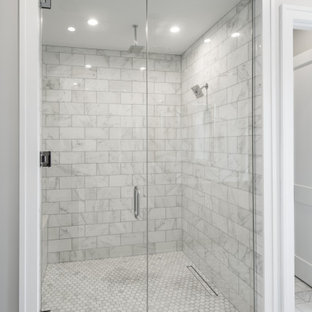 Industrial Badezimmer mit weißem Boden Ideen, Design & Bilder