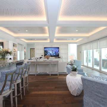 Great Room, Bar and Kitchen, featuring Integrated Lighting and Motorized Shades