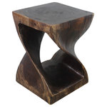 Kammika Import Export Co., Ltd. - Haussmann Wood Twist End Table 15 x 15 x 20 inch High Mocha Oil - Need a unique functional one of a kind accent table that doubles as a stool or display stand? Place several together to create a unique coffee table