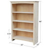 Bowery Hill 48" 2-Shelf Coastal Wood Shaker Bookcase in White