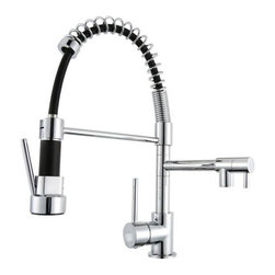 Chrome Finish Pull-Down Spring Kitchen Faucet Swivel Spout - Kitchen Faucets