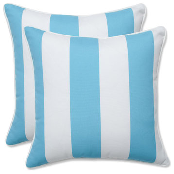 Cabana Stripe Turquoise 16.5" Throw Pillow, Set of 2