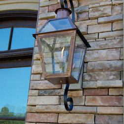 Bourbon Street Lantern on Double Scroll Bracket - Outdoor Wall Lights And Sconces