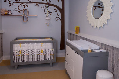 Photo of a contemporary nursery for girls in New York.