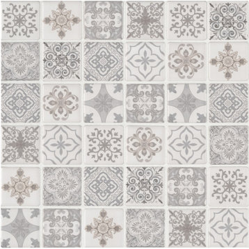 MSI SMOT-PT-ANY6MM 2" x 2" Deco Mosaic Tile - Glossy Porcelain - Blanco
