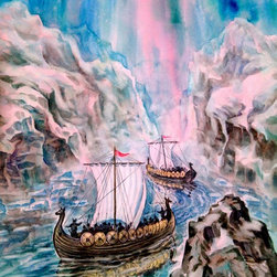 Watercolor, paper, 40x50 cm., "Vikings in the Arctic", - Products