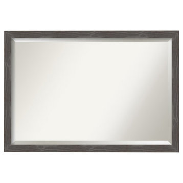 Woodridge Rustic Grey Beveled Wood Bathroom Wall Mirror - 39 x 27 in.