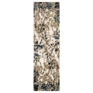 Oriental Weavers Bowen Collection Navy/ Gold Abstract Indoor Area Rug 2'3"X7'6"