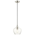 Livex Lighting - Livex Lighting 49088-91 Pendants - 11" One Light Pendant - Canopy Included: Yes  Shade IncPendants 11" One Lig Brushed Nickel ClearUL: Suitable for damp locations Energy Star Qualified: n/a ADA Certified: n/a  *Number of Lights: Lamp: 1-*Wattage:60w Medium Base bulb(s) *Bulb Included:No *Bulb Type:Medium Base *Finish Type:Brushed Nickel