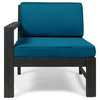 Makayla Ana Outdoor 3 Seater Acacia Wood Sofa Sectional With Cushions, Dark Teal
