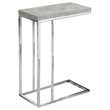 Accent Table, Gray Cement With Chrome Metal