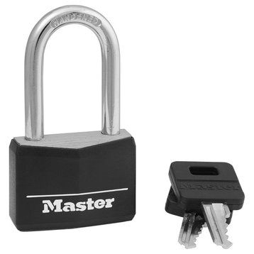 Master Lock® 141DLF Black Covered Solid Body Padlock, 1-1/2" Shackle, 1-9/16"