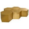 Hexagon Coffee Table, Brushed Gold, 5 Piece