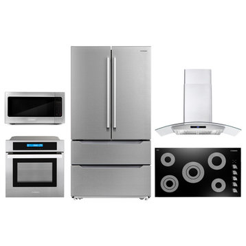 5 Piece, 30" Cooktop,  Microwave, Wall Oven, Refrigerator & Wine Cooler