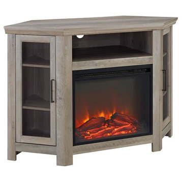 48" MDF Corner Fireplace TV Stand - Grey Wash