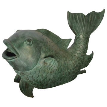 Fish Fountain Medium size Bronze Statue -  Size: 13"L x 7"W x 9"H.