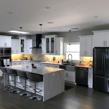 Modern Kitchen and fireplace