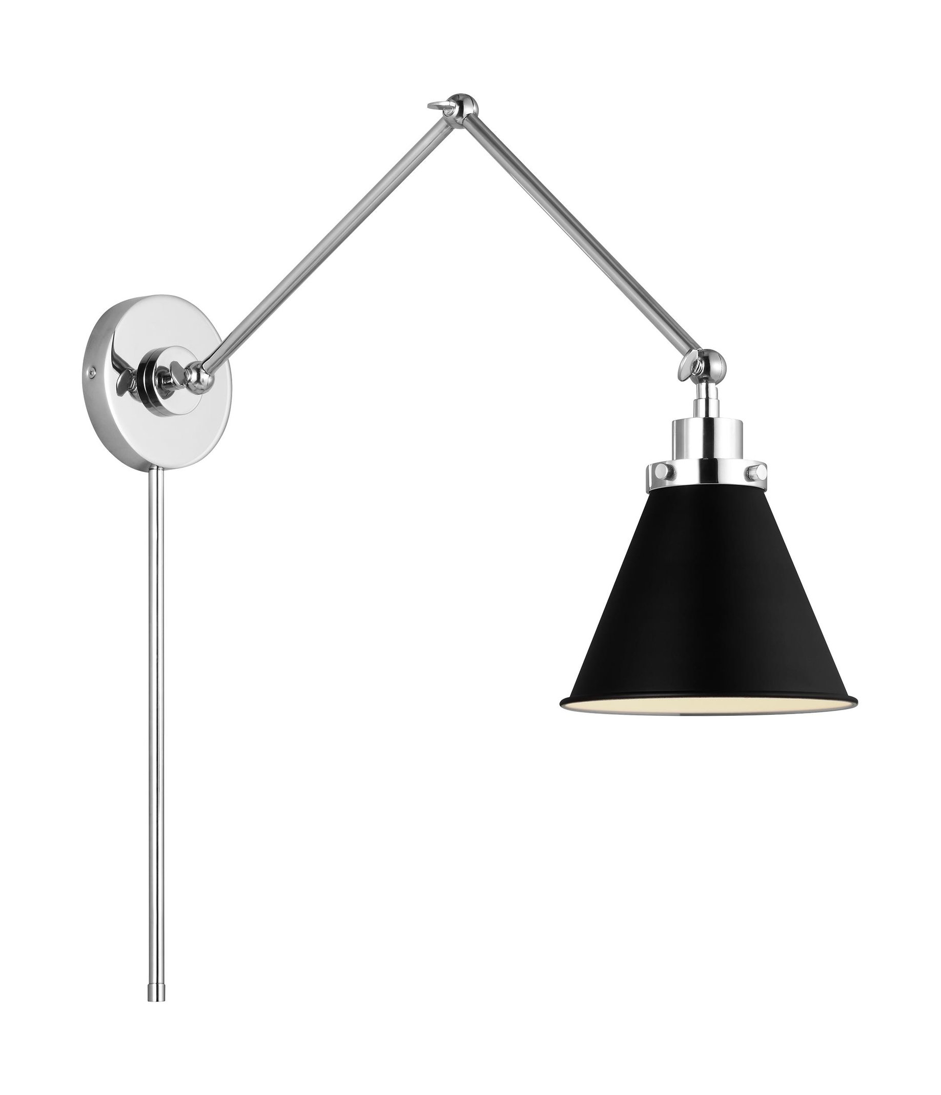 Wellfleet Double Arm Cone Task Sconce, Midnight Black and Polished ...